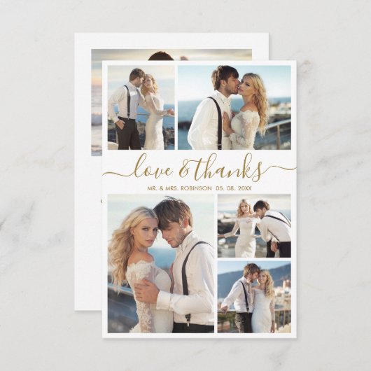 Love and Thanks Script Photo Collage Mariage Merci (Devant / Derrière)