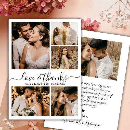 Love and Thanks Script Photo Collage Mariage Merci