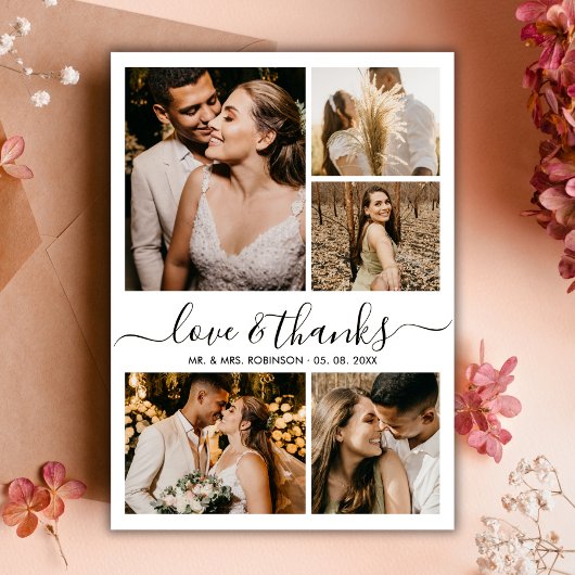 Love and Thanks Script Photo Collage Mariage Merci