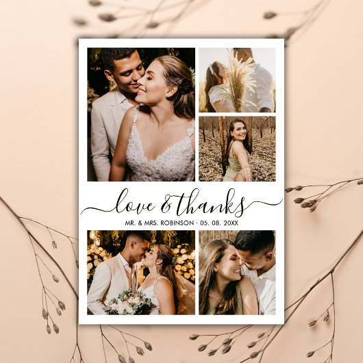 Love and Thanks Script Photo Collage Mariage Merci