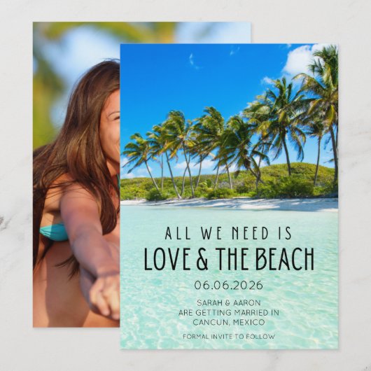 Love and The Beach Wedding Photo Save the Date (Devant / Derrière)