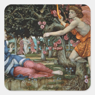 Love and the Maiden (oil on canvas) Vierkante Sticker