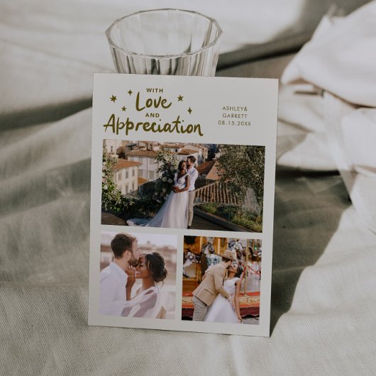 Love Appreciation Wedding Multi Photo Cream Bedankkaart