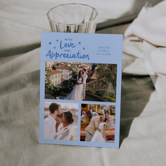 Love Appreciation Wedding Multi Photo Icy Blue Bedankkaart