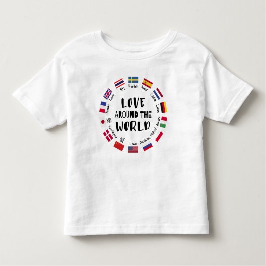 Love Around the World Languages  Kinder Shirts (Voorkant)