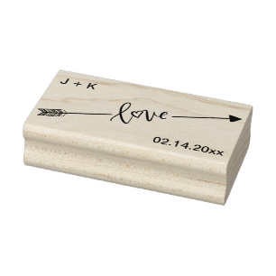 Love Arrow Initialen en datum Rubberstempel