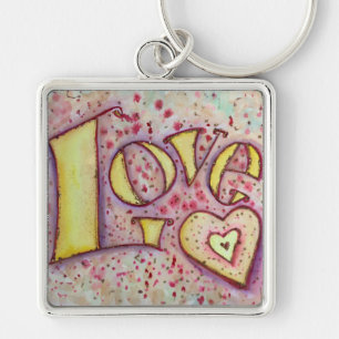 Love Art Word Painting Sleutelhanger