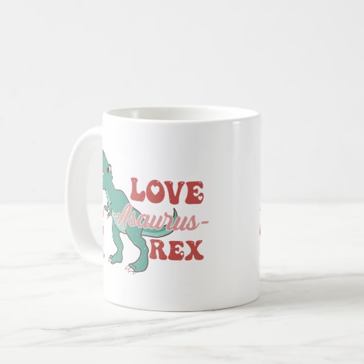 Love-Asaurus Rex Grappig Koffiemok (Voorkant links)
