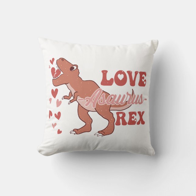 Love-Asaurus Rex Grappig Kussen (Voorkant)