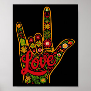 Love Asl Deaf Melanin Afro-Amerikaanse zwarte gesc Poster