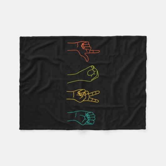 Love Asl Sign Language Alphabet Valentines Day Fleece Deken (Voorkant (Horizontaal))