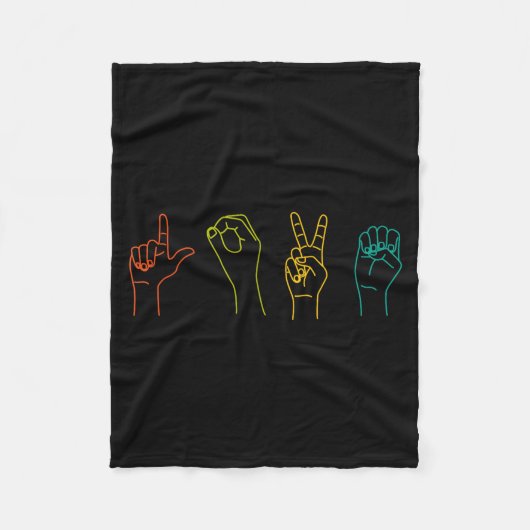 Love Asl Sign Language Alphabet Valentines Day Fleece Deken (Voorkant)