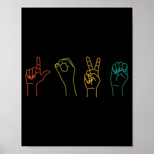 Love Asl Sign Language Alphabet Valentines Day Poster (Voorkant)