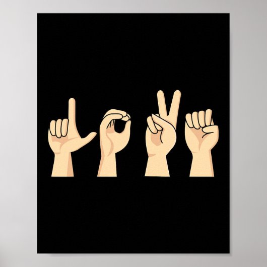 Love ASL Valentijnsdag Cute Sign Language Deaf Aw Poster (Voorkant)