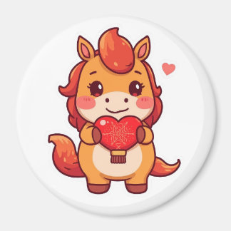 Love at First Gallop Fire Horse Valentine Chinese  Magneet