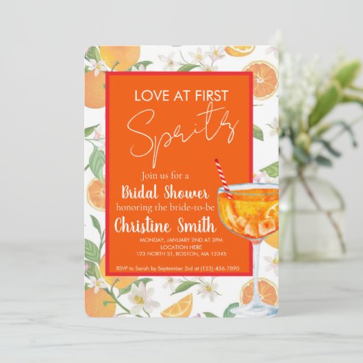 Love at First Spritz Bridal Shower Invitation (Debout devant)