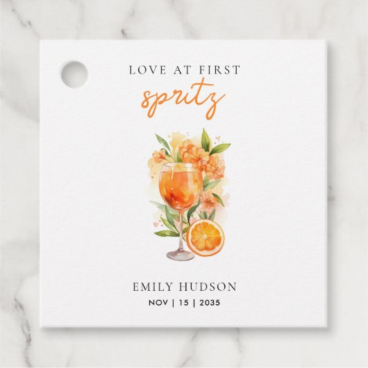 Love at First Spritz Bruiloftsfeest Bedankjes Labels (Voorkant)