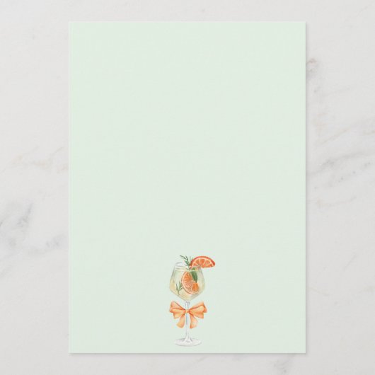 Love At First Spritz Green Arch Bridal Shower Menu (Achterkant)