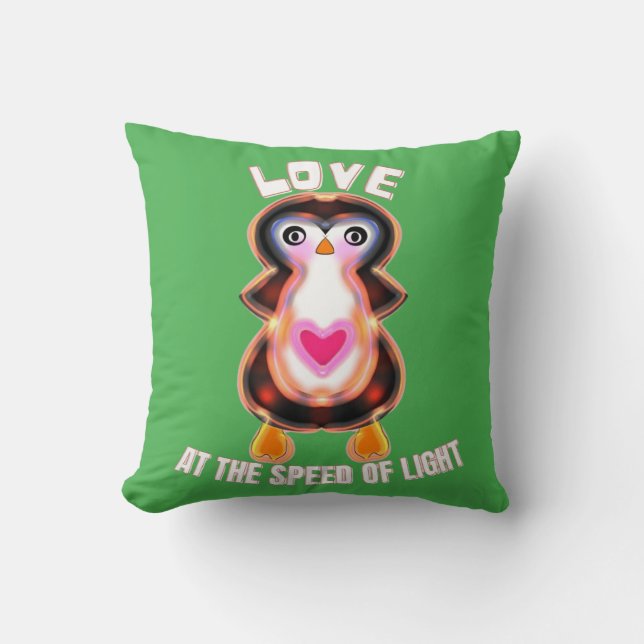 Love at the Speed of Light Penguin Gift Kussen (Voorkant)