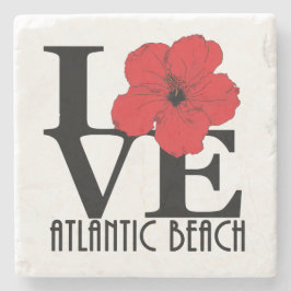 LOVE Atlantic Beach Florida Red Hibiscus Stenen Onderzetter