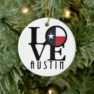 LOVE Austin Texas Keramisch Ornament