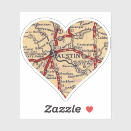 Love Austin Texas  Map Sticker