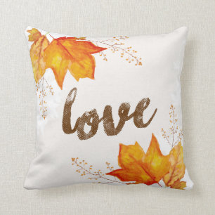 "Love" Autumn Fall Leaves Accent Pillow Kussen