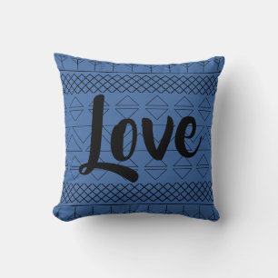 Love Aztec Pattern Print Geometric Dark Blue Kussen