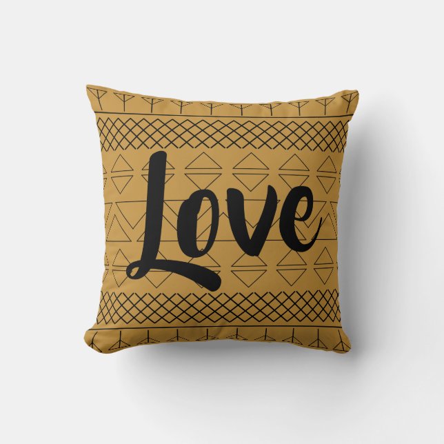 Love Aztec Pattern Print Geometric Southwest Ochre Kussen (Voorkant)