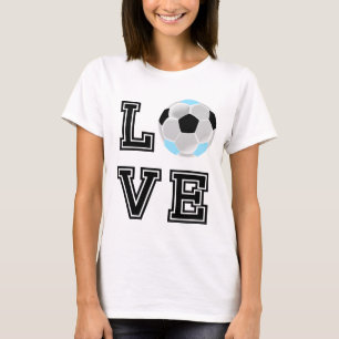 Love Baby Blue Soccer - Black Letters T-shirt