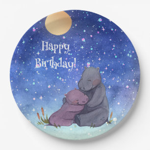 Love, Baby Hippo en haar moeder, Papieren Bordje