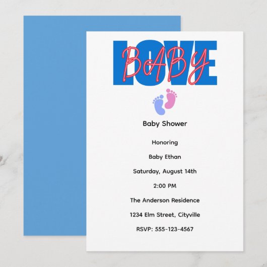 Love Baby Shower Invitation (Devant / Derrière)