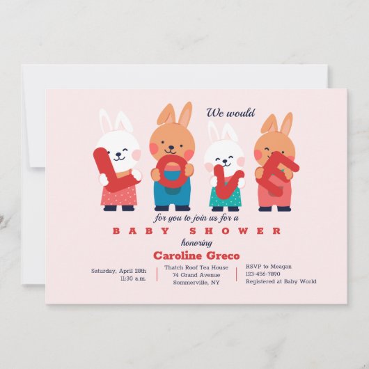 Love Baby shower Invitation Kaart (Voorkant)