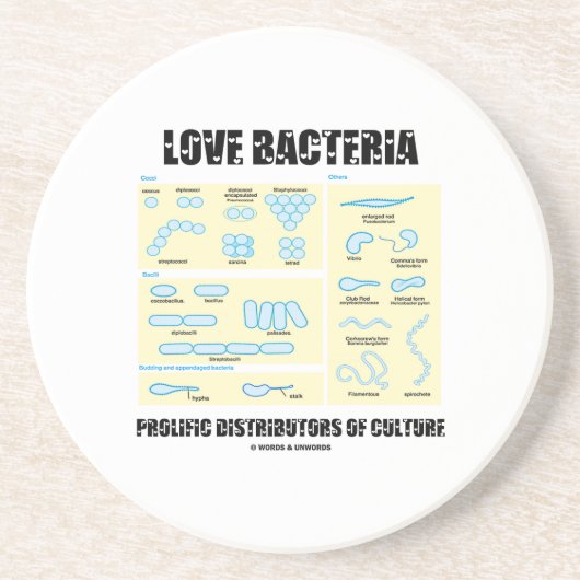 Love Bacteria Prolific Distributors of Culture Zandsteen Onderzetter (Voorkant)