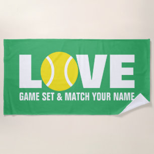 LOVE balle de tennis serviette de plage avec nom p