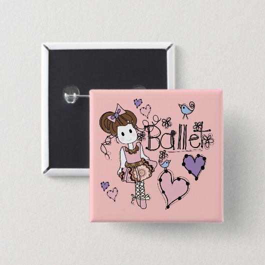 Love Ballet Vierkante Button 5,1 Cm (Voorkant /achterkant)