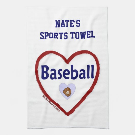 Love Baseball - Serviette de sport (Personnaliser) (Vertical)