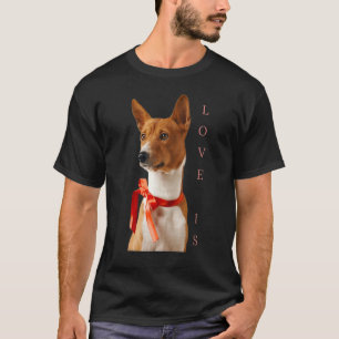 Love Basenji Dog mama Dad Puppy Cute Pet Valentijn T-shirt