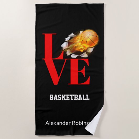 Love Basketball Personalized Sports Strandlaken (Voorkant)