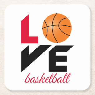 Love basketball vierkante kartonnen onderzetter