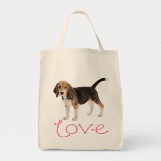 Love Beagle Puppy Dog Canvas Totebag Tote Bag (Voorkant)