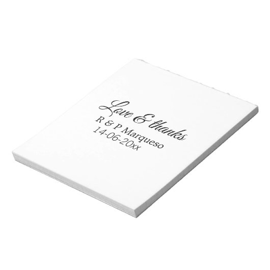 Love & bedankt add koppel name bruiloft add date y notitieblok (Gedraaid)