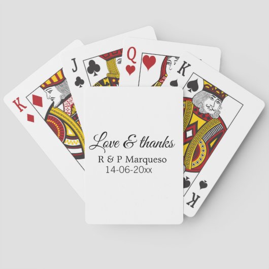Love & bedankt add koppel name bruiloft add date y pokerkaarten (Achterkant)