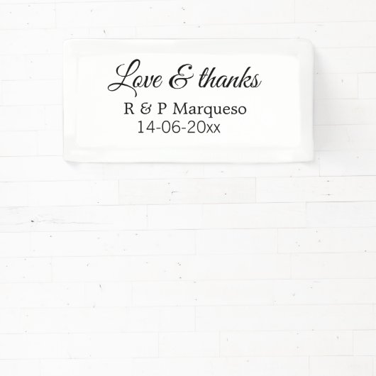 Love & bedankt add koppel name bruiloft add date y spandoek (Insitu)