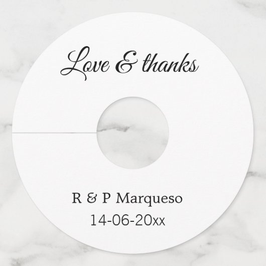 Love & bedankt add koppel name bruiloft add date y wijnglaslabel (Voorkant)