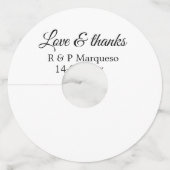 Love & bedankt add koppel name bruiloft add date y wijnglaslabel (Achterkant)