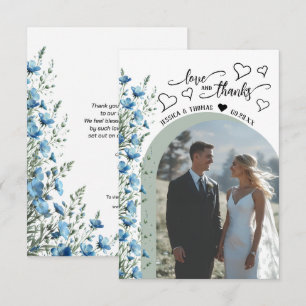 Love Bedankt Blue Wildflowers Foto QR Code Huwelij
