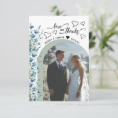 Love Bedankt Blue Wildflowers Foto QR Code Huwelij (Staand voorkant)