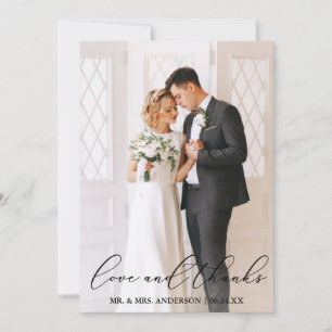 Love Bedankt Elegant Calligraphy Wedding Photo