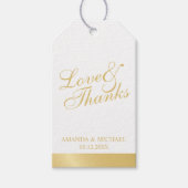 'Love & Bedankt White & Gold Elegant Wedding Favor Cadeaulabel (Voorkant)